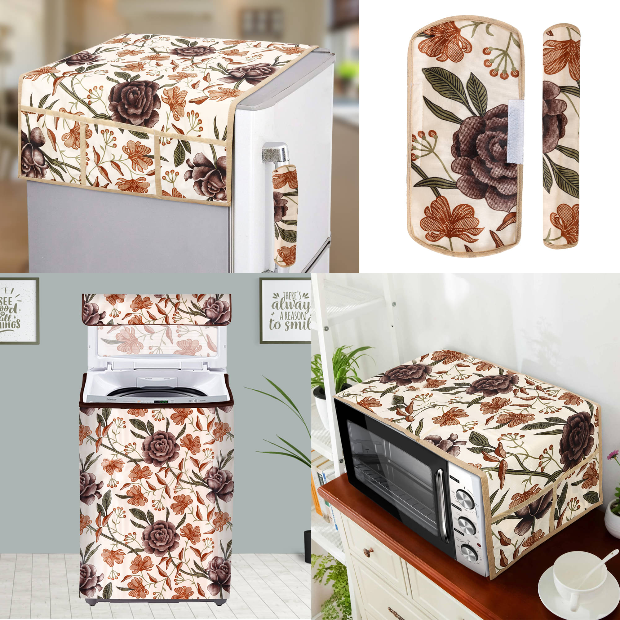     			E-Retailer Set of 5 Polyester Brown Fridge Top Cover