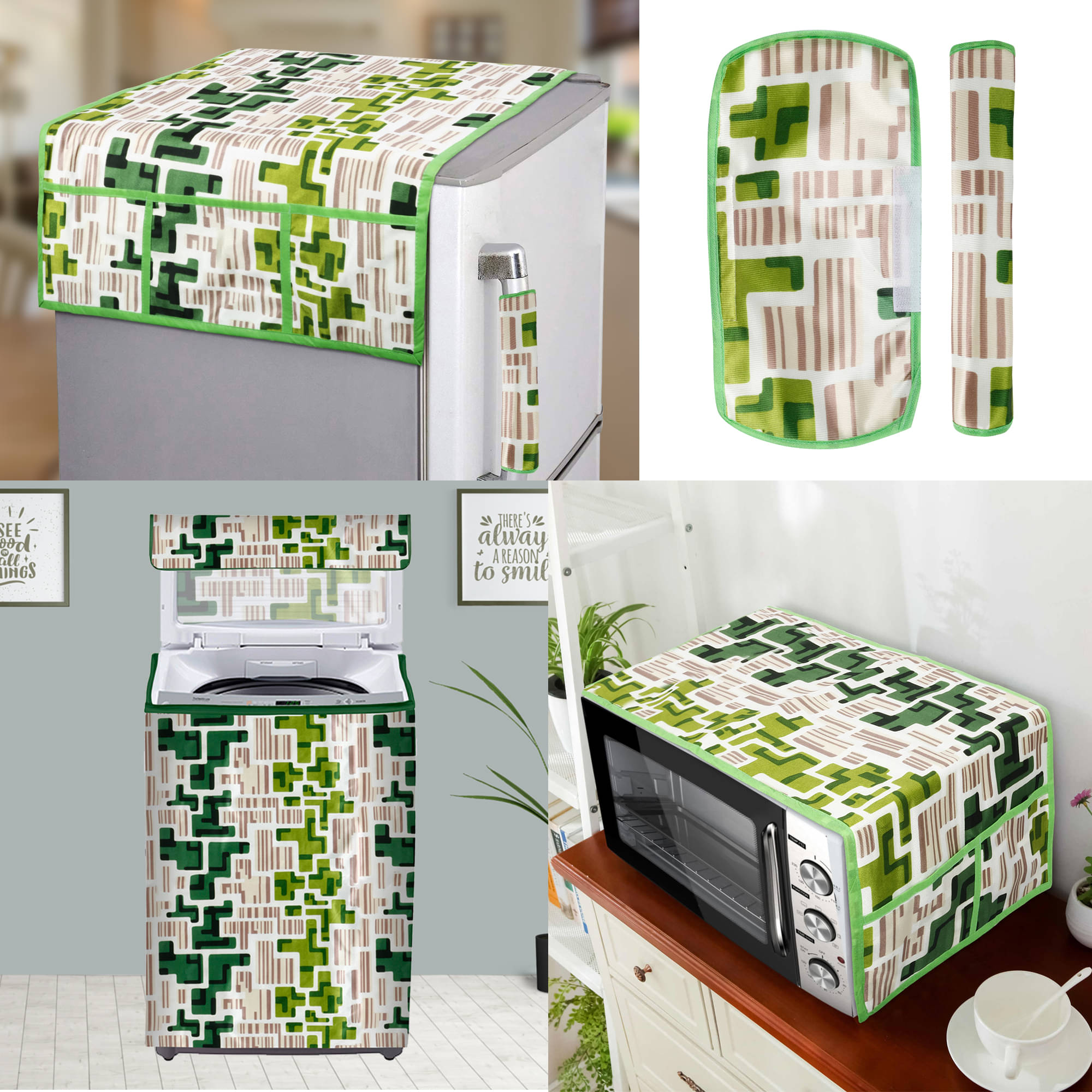     			E-Retailer Set of 5 Polyester Green Fridge Top Cover