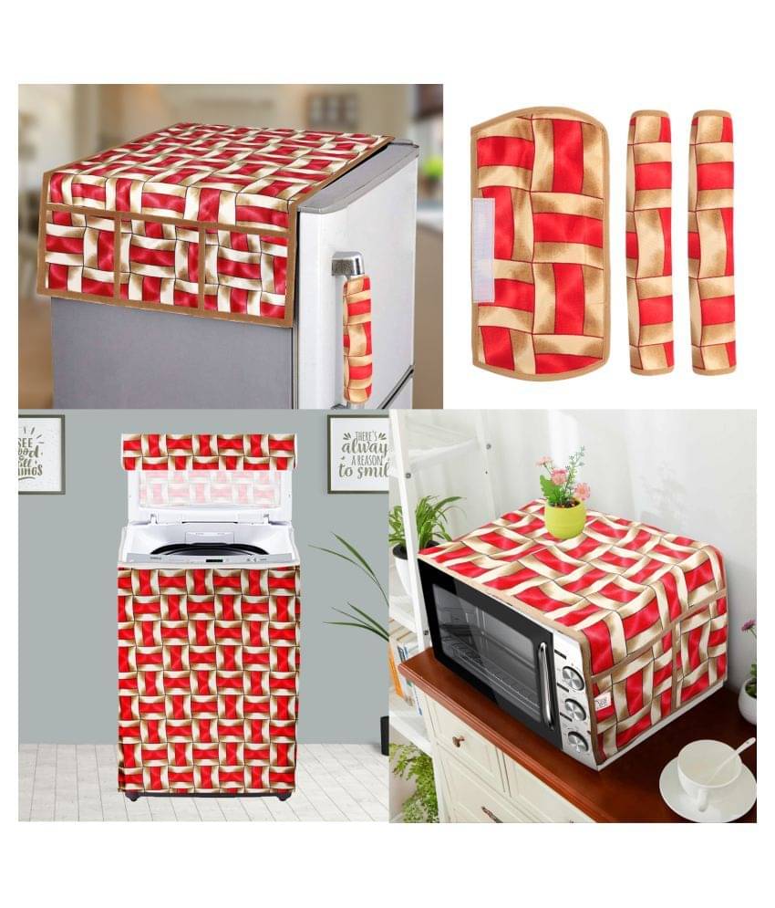 E-Retailer Set of 6 Polyester Red Fridge Top Cover E-Retailer Set of 6 Polyester Red Fridge Top Cover