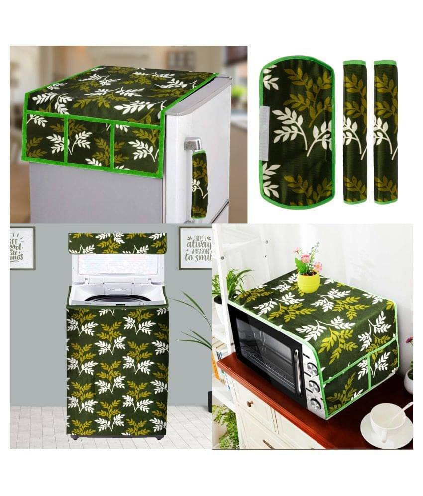E-Retailer Set of 6 Polyester Green Fridge Top Cover E-Retailer Set of 6 Polyester Green Fridge Top Cover