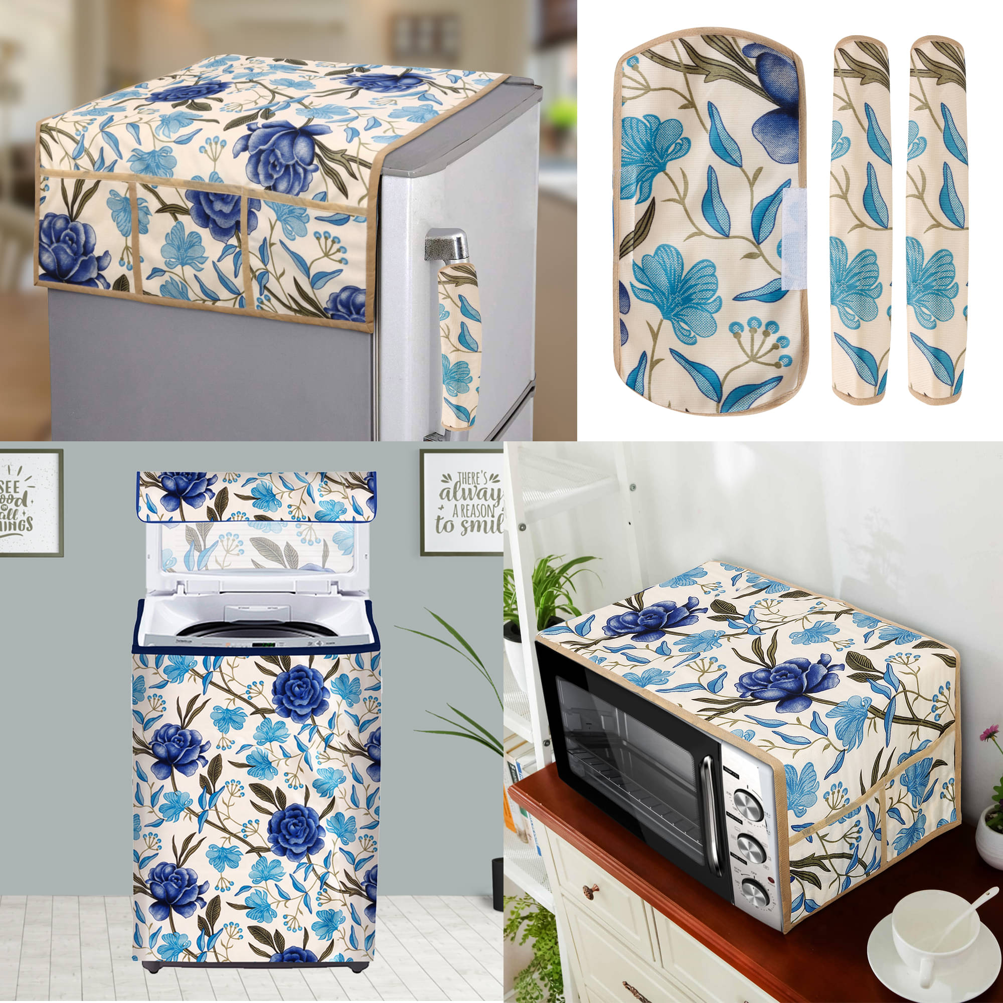    			E-Retailer Set of 6 Polyester Blue Fridge Top Cover
