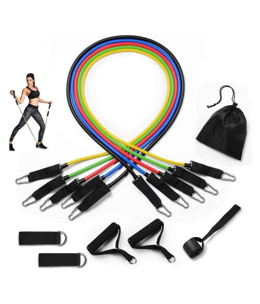     			Port 11 Pack Resistance Bands Set, Portable Home Workouts Accessories, Exercise Bands with Door Anchor, Handles, Legs Ankle Straps for Resistance Training, Physical Therapy, Yoga, Pilates