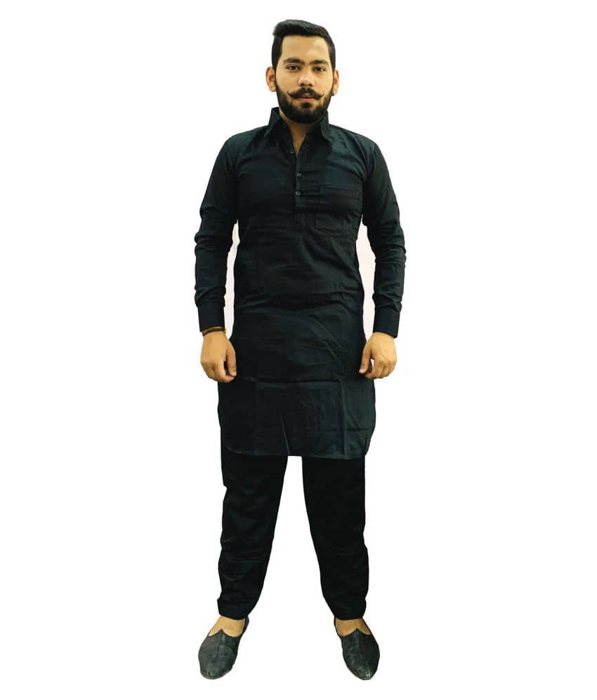 Preen Black Cotton Pathani Suit Single Pack - Kurtas & Kurta Sets | Buy online on ZillyBuy