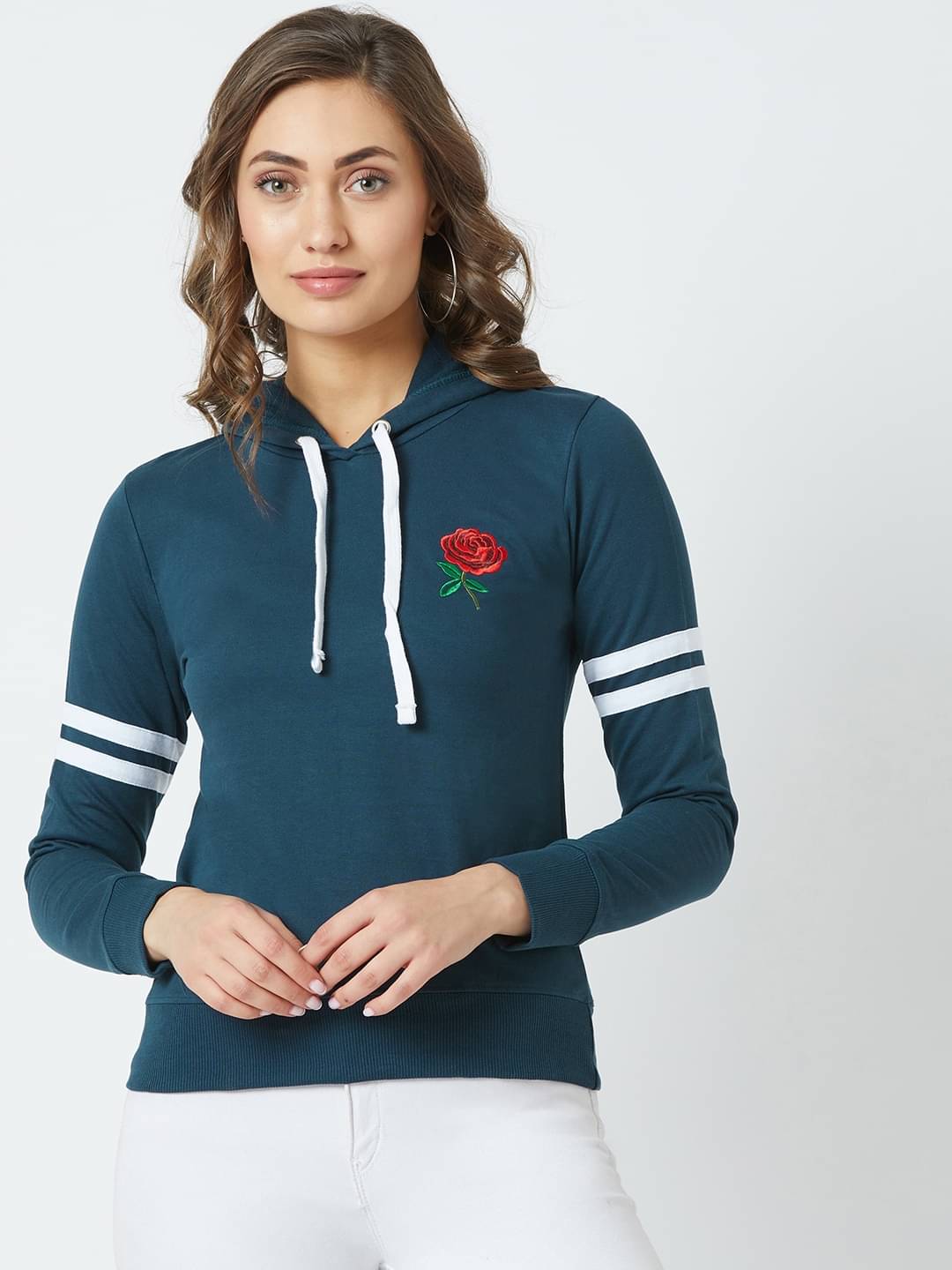 The Dry State Cotton Green Hooded Sweatshirt The Dry State Cotton Green Hooded Sweatshirt