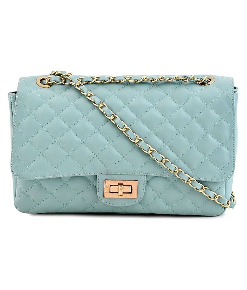     			Lychee Bags Blue P.U. Sling Bag