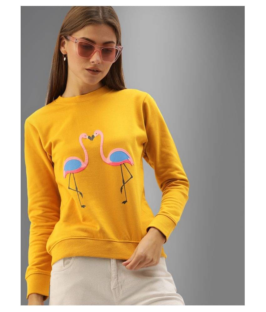 The Dry State Women Cotton Round Neck Sweatshirt ( Yellow )     			The Dry State Women Cotton Round Neck Sweatshirt ( Yellow )