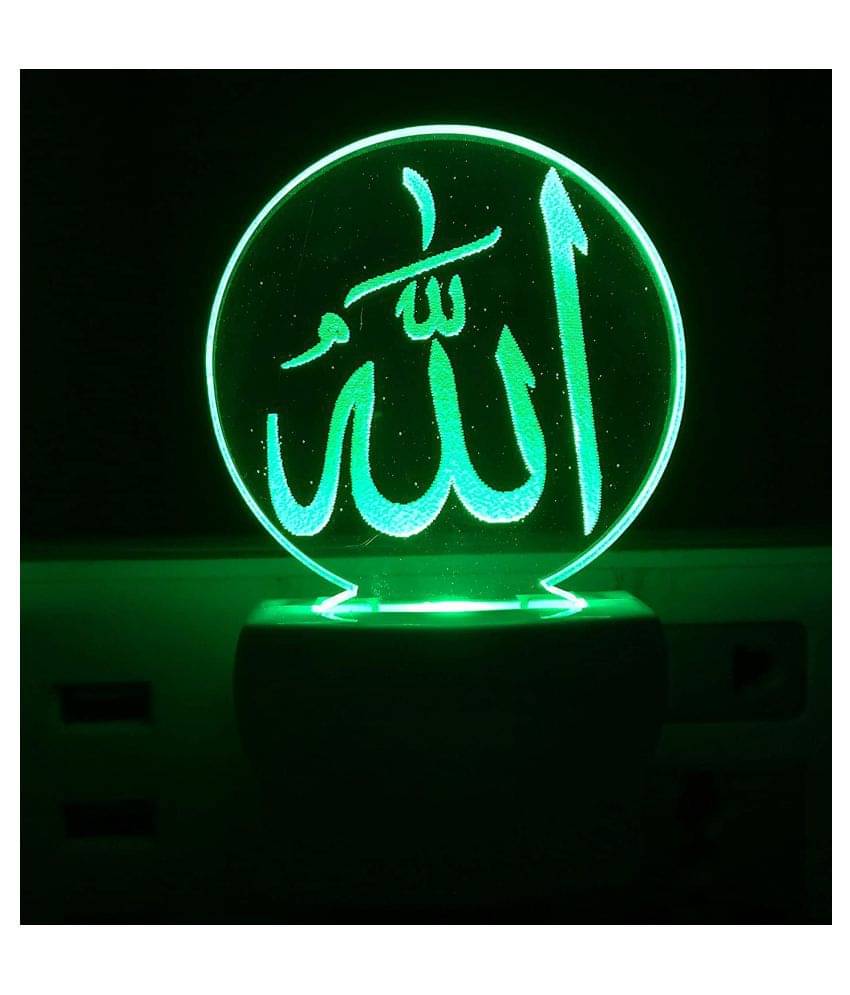 UKANI 3D 7 Color Changing LED 3D Allah Written New Night Lamp Night Lamp Multi - Pack of 1 UKANI 3D 7 Color Changing LED 3D Allah Written New Night Lamp Night Lamp Multi - Pack of 1