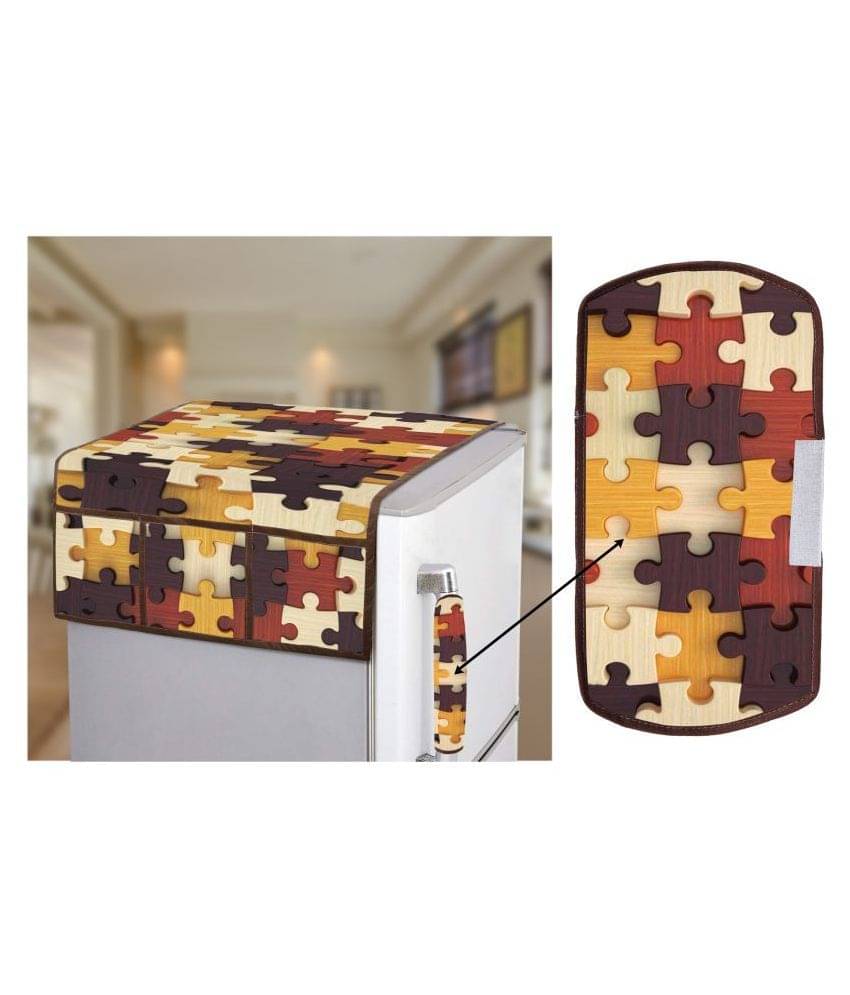 E-Retailer Set of 2 Polyester Brown Fridge Top Cover E-Retailer Set of 2 Polyester Brown Fridge Top Cover