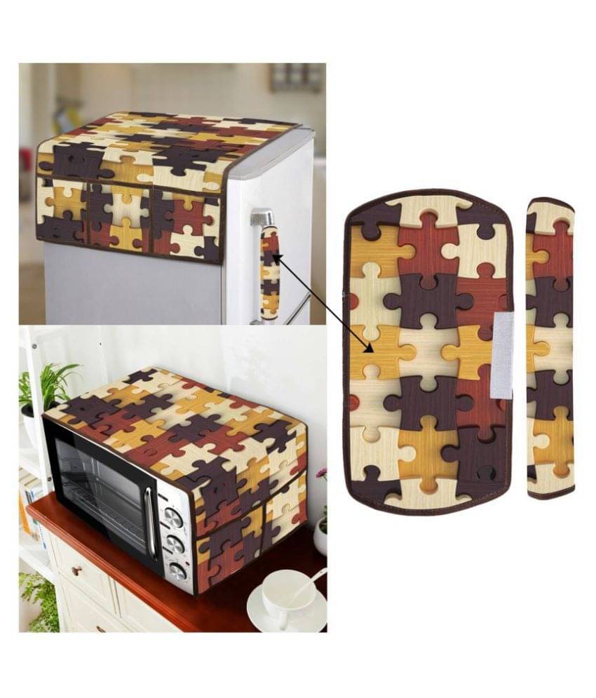 E-Retailer Set of 4 Polyester Brown Fridge Top Cover E-Retailer Set of 4 Polyester Brown Fridge Top Cover