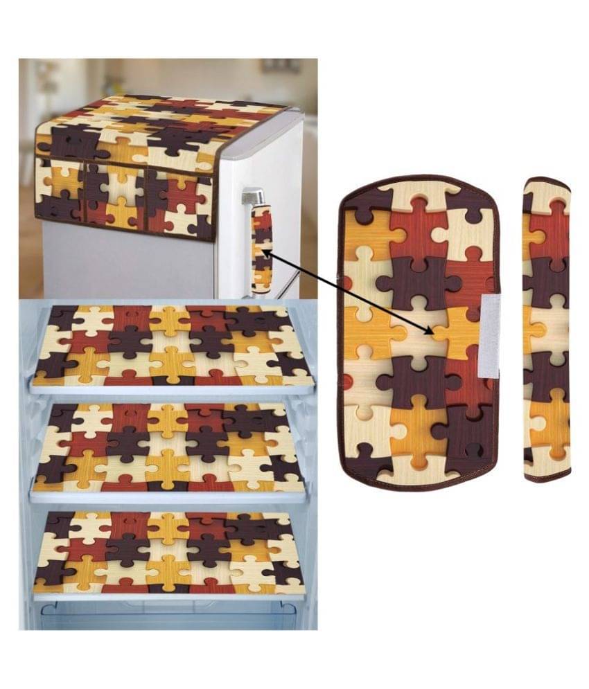     			E-Retailer Set of 6 PVC Brown Fridge Top Cover