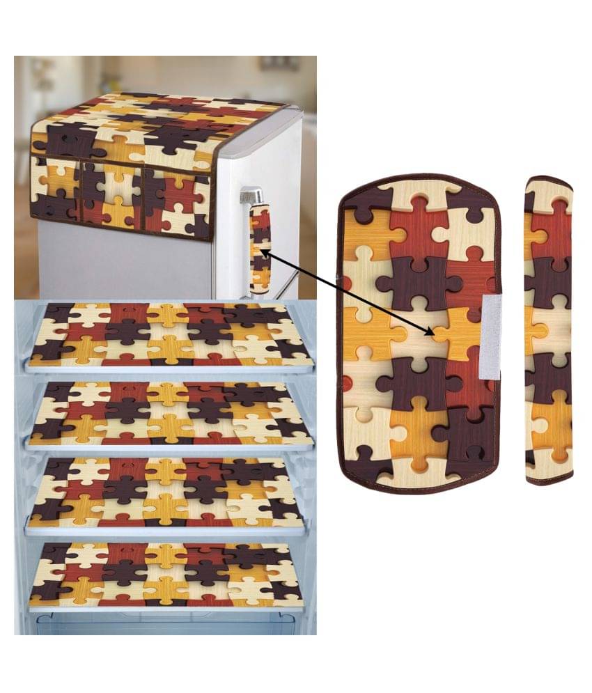 E-Retailer Set of 7 PVC Brown Fridge Top Cover E-Retailer Set of 7 PVC Brown Fridge Top Cover
