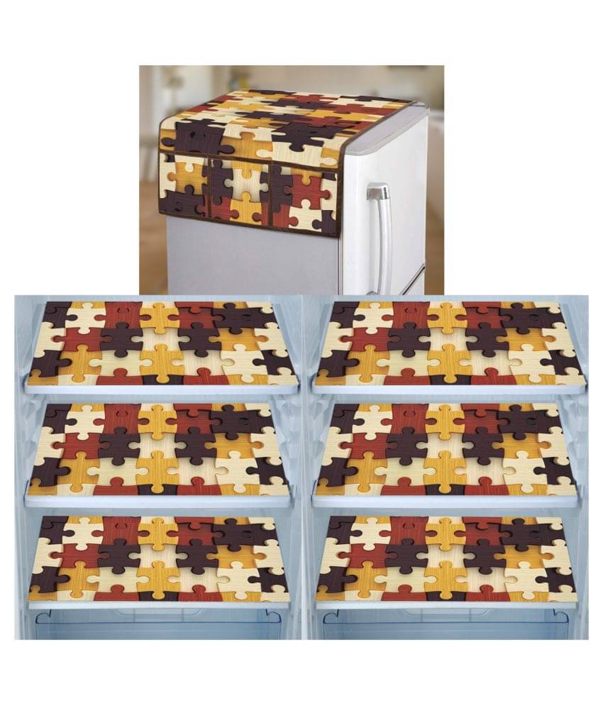     			E-Retailer Set of 7 PVC Brown Fridge Top Cover
