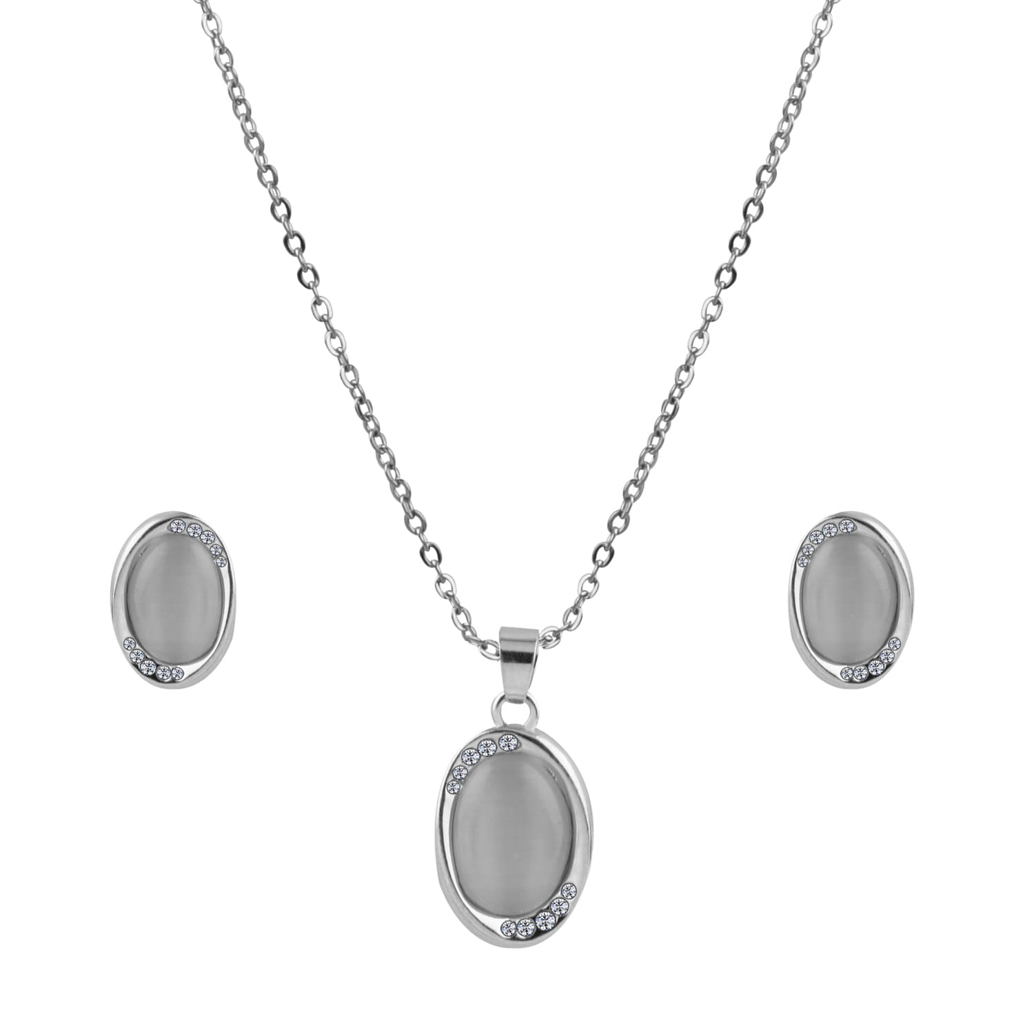 SILVER SHINE Delicate Silver Plated Stylish Pendant Set For Women Girl SILVER SHINE Delicate Silver Plated Stylish Pendant Set For Women Girl