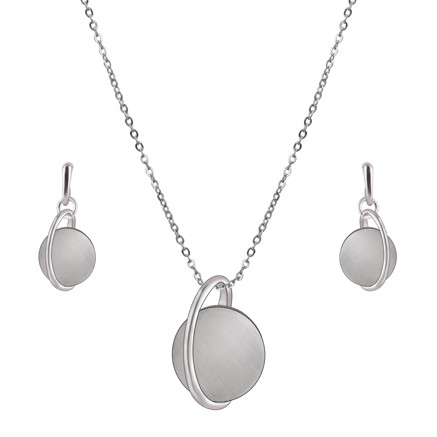     			SILVER SHINE Stylish Delicate Silver Plated  Pendant Set For Women Girl
