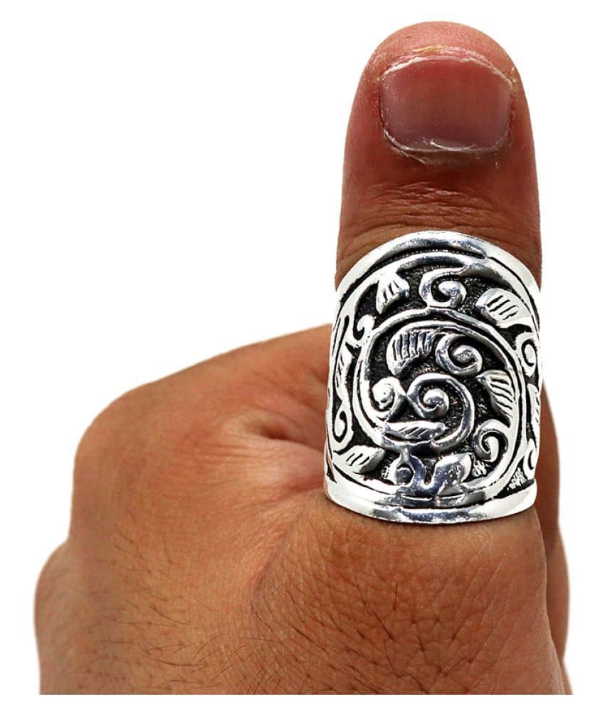 Ertugrul Ghazi Men's Thumb Rings Silver Plated Flower Vine