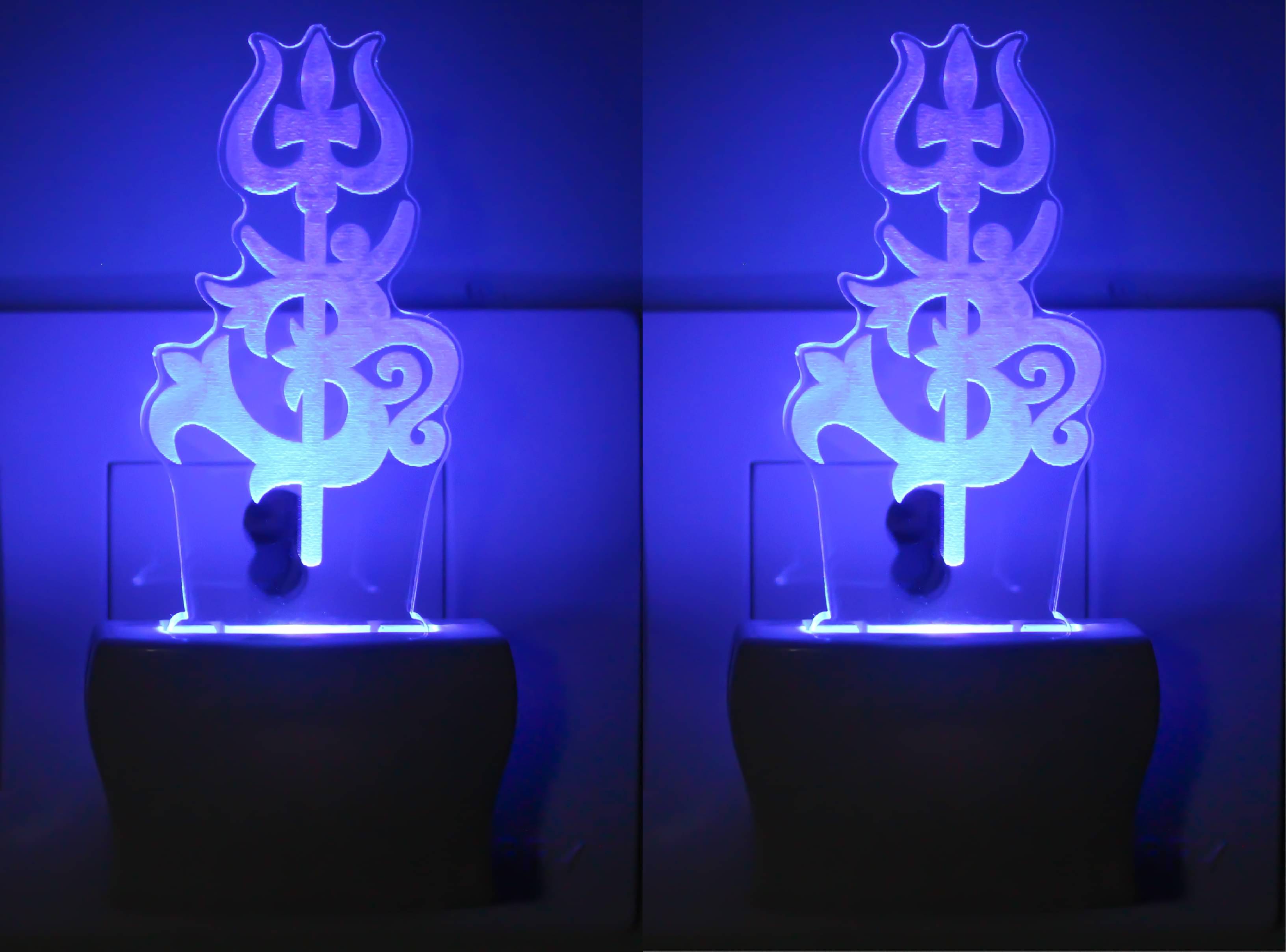AFAST 3D Illusion LED Hindu God OM With Holy Trident Night Lamp Multi - Pack of 2 AFAST 3D Illusion LED Hindu God OM With Holy Trident Night Lamp Multi - Pack of 2