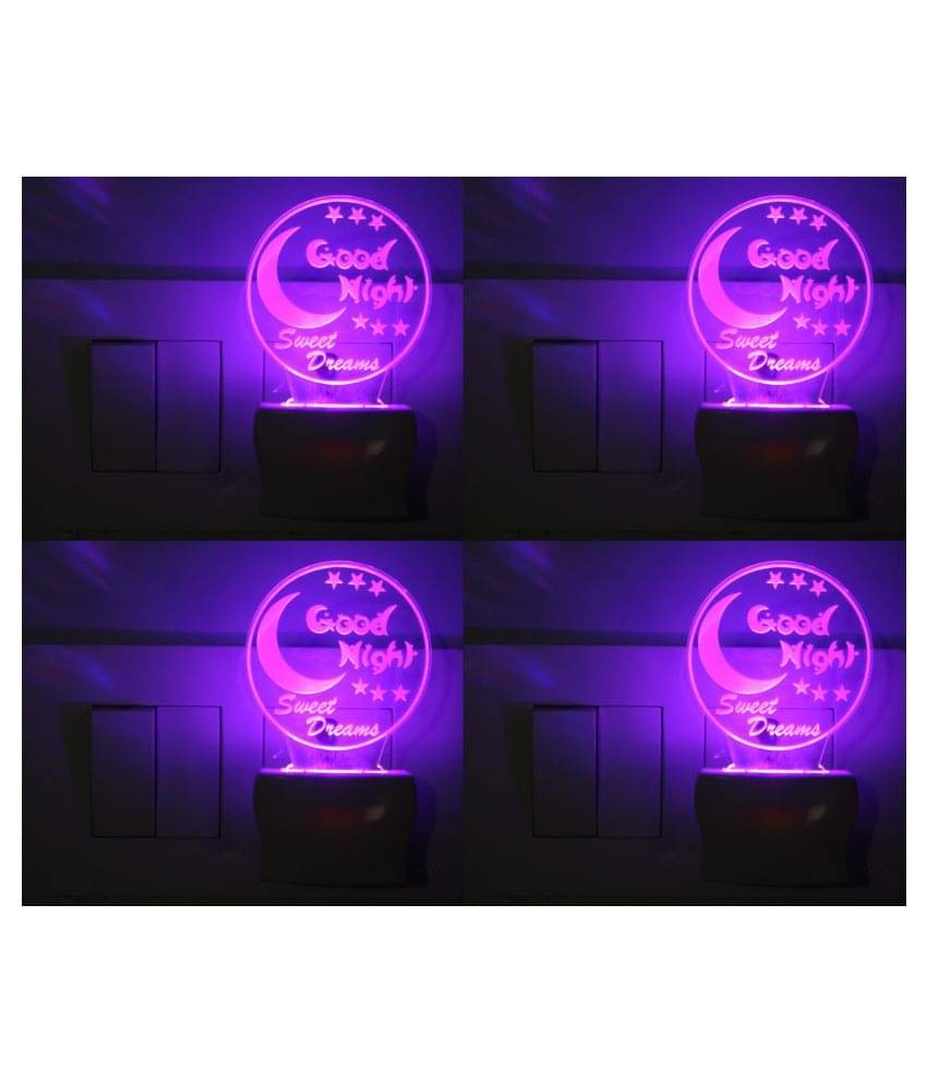     			AFAST 3D Illusion LED Jainism Symbol Night Lamp Multi - Pack of 4