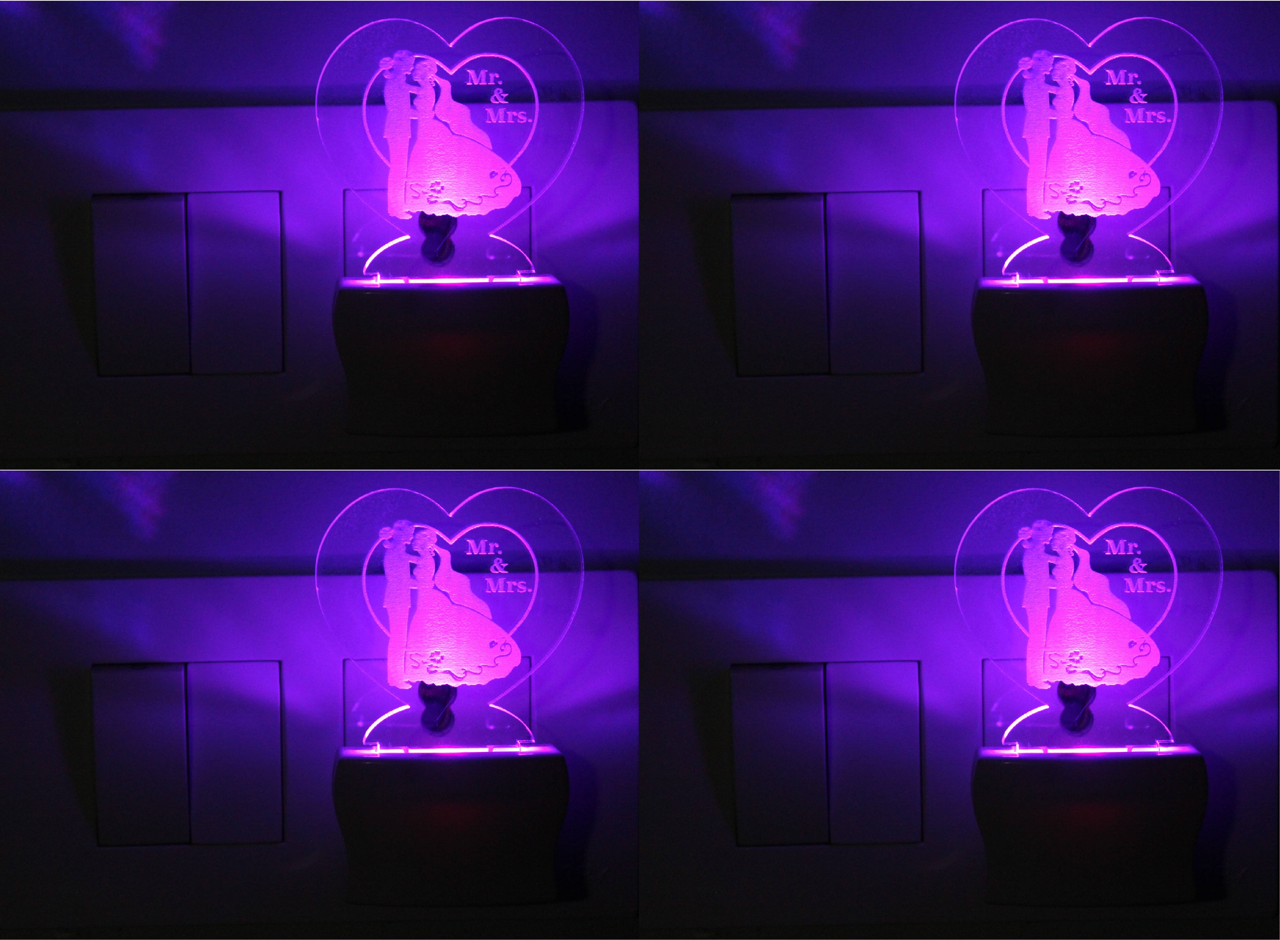     			AFAST 3D Illusion LED Purposing Couple Night Lamp Multi - Pack of 4