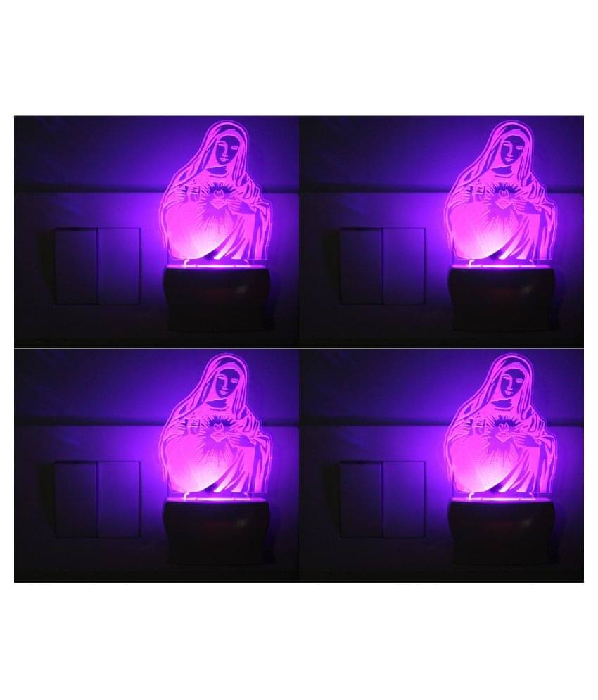     			AFAST 3D Illusion LED Symbol Of Holy ALLAH Night Lamp Multi - Pack of 4