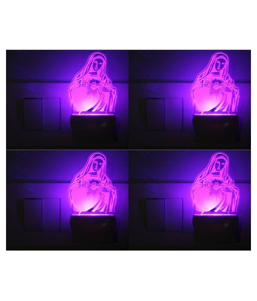     			Somil 3D Illusion LED Symbol Of Holy ALLAH Night Lamp Multi - Pack of 4