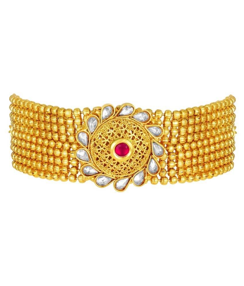     			Asmitta Ethnic Kundan Studded Gold toned Bracelet