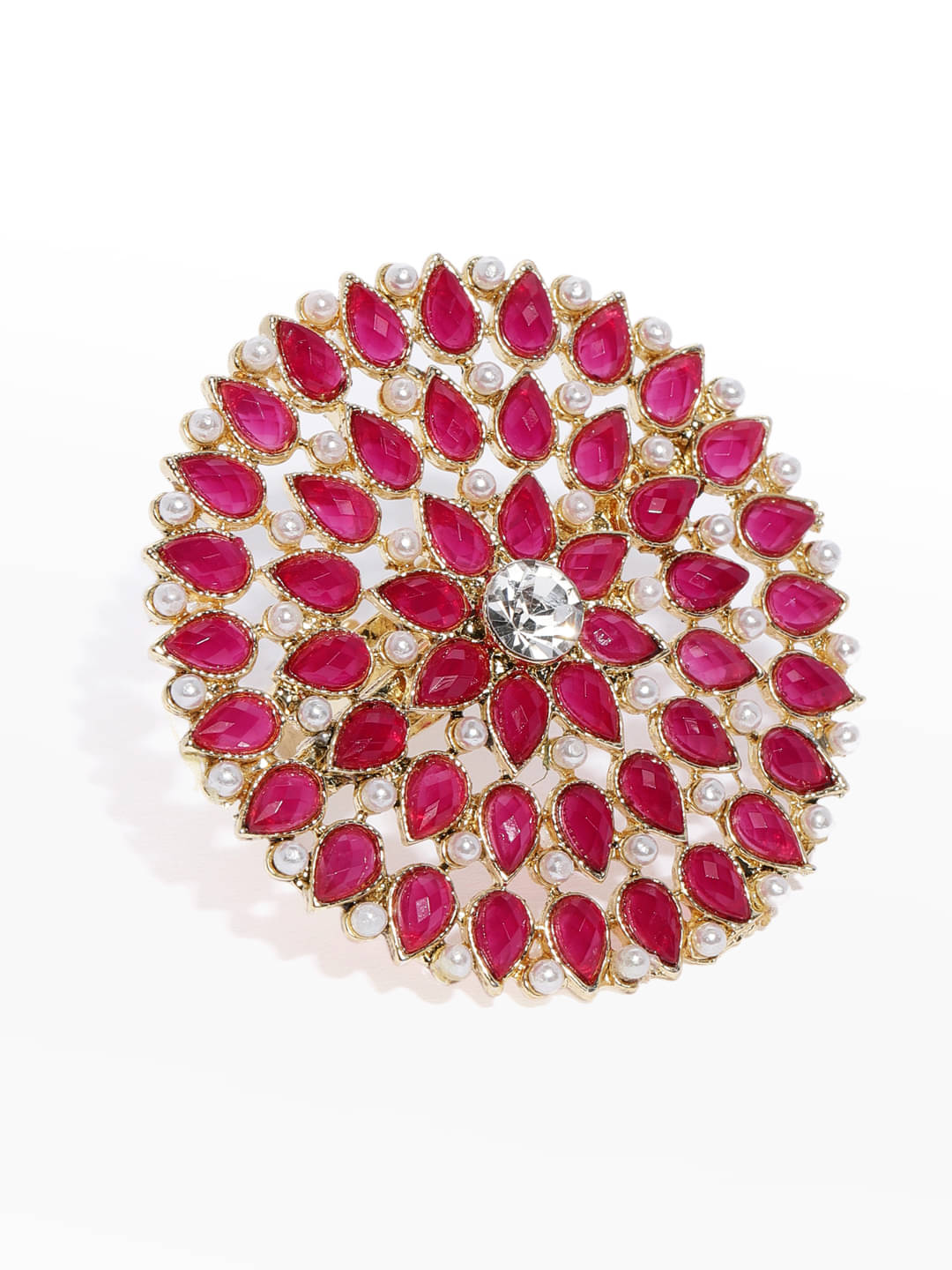     			Asmitta Kundan Studded Fashion Jewellery Gold toned Adjustable Finger Ring for women and Girls