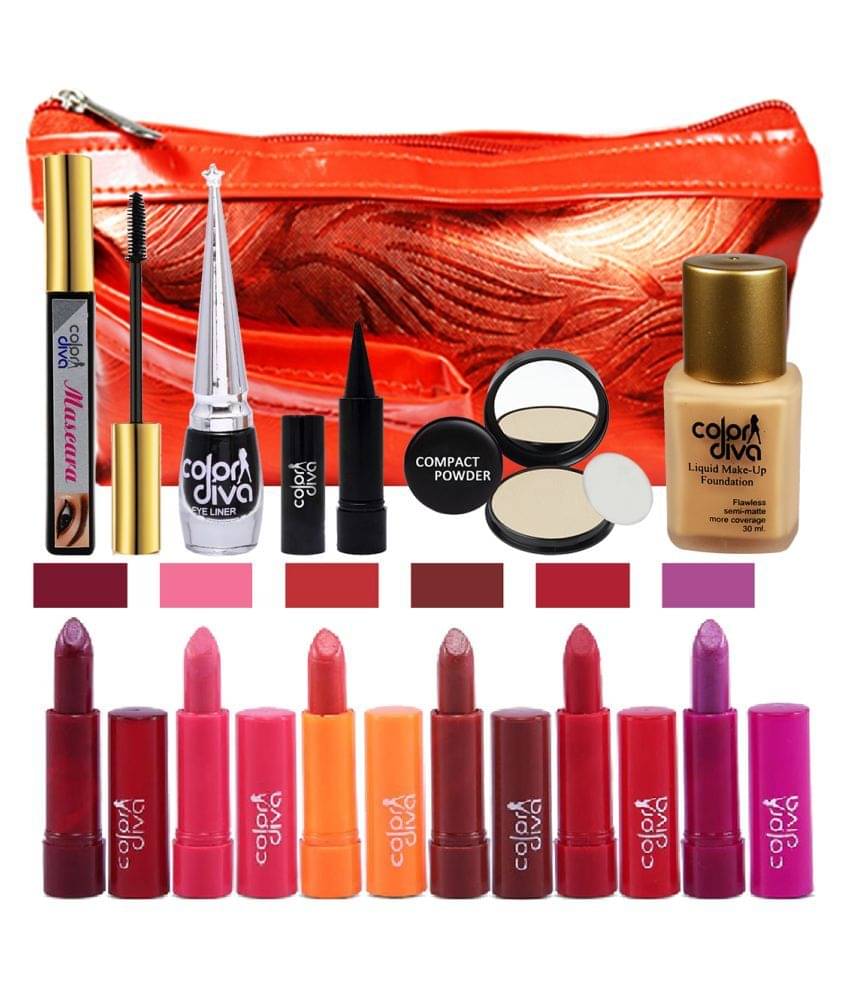     			Color Diva Makeup Kit ( Daily Use 12pc Face Makeup Combo with Pouch )