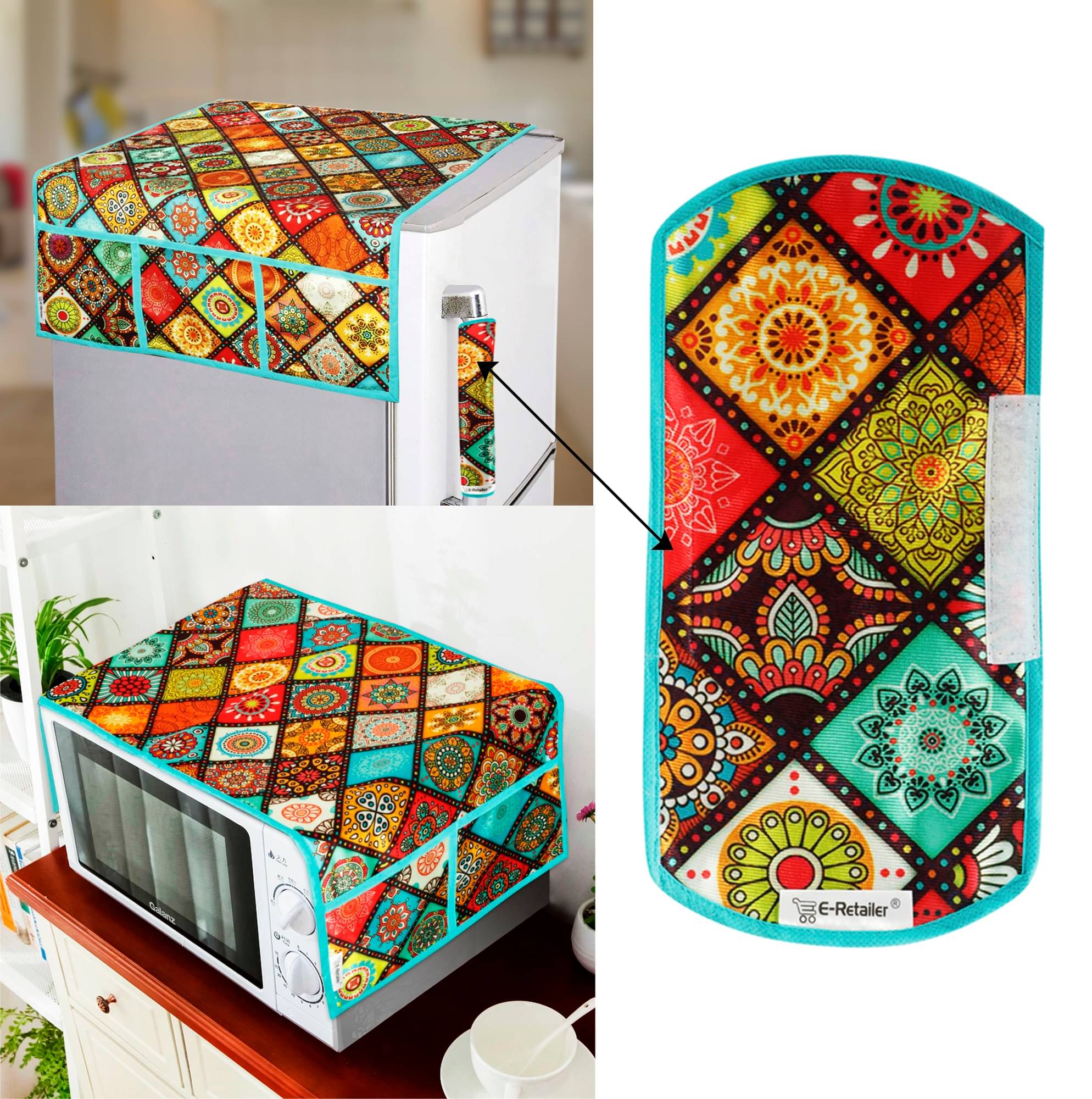     			E-Retailer Set of 3 Polyester Multi Fridge Top Cover