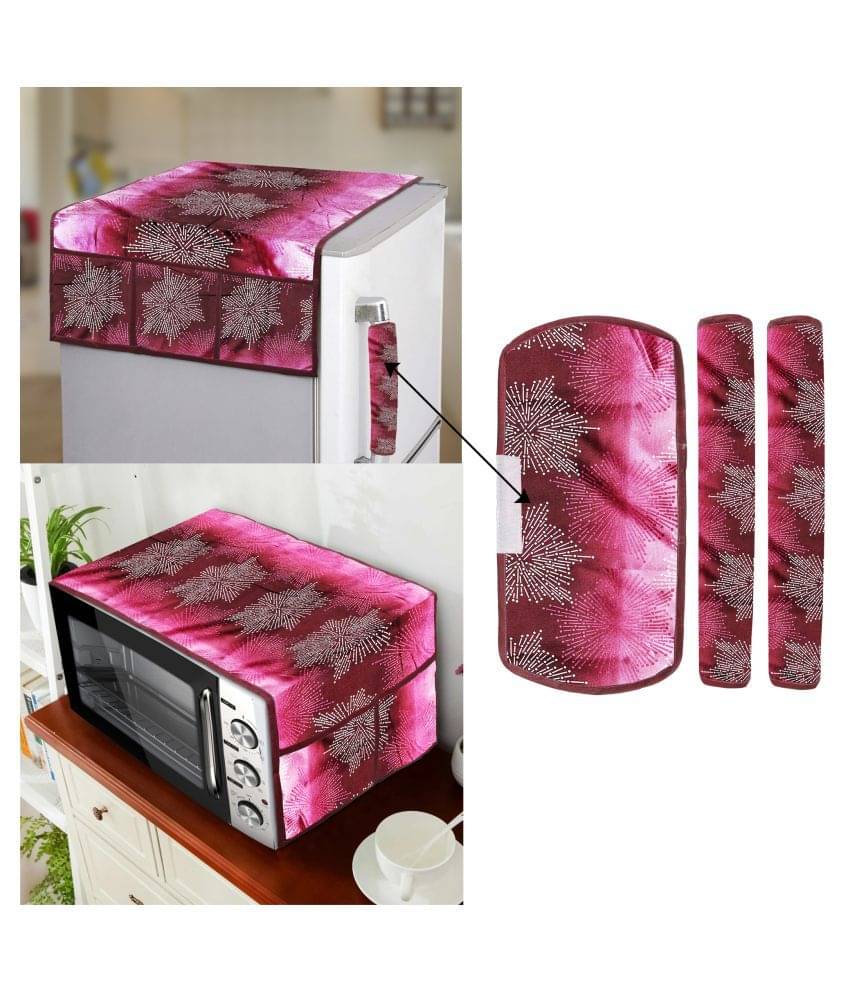 E-Retailer Set of 5 Polyester Pink Fridge Top Cover E-Retailer Set of 5 Polyester Pink Fridge Top Cover