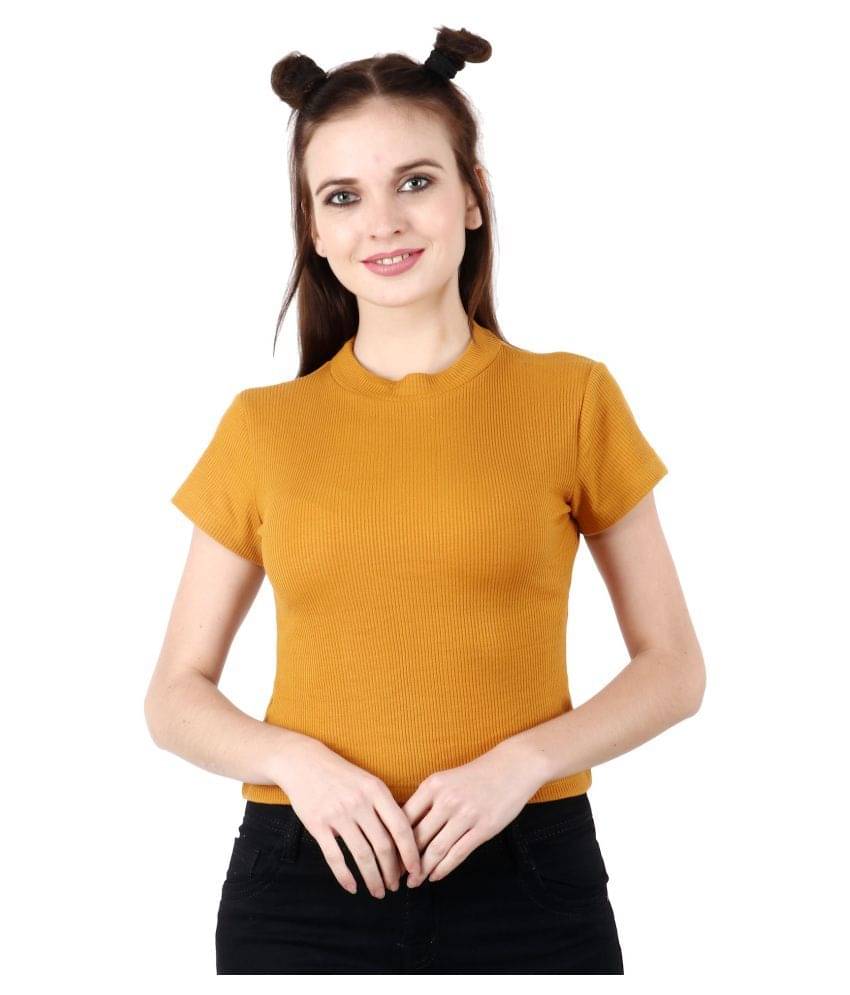     			POPWINGS Women's Polyester Crop Top ( Yellow )