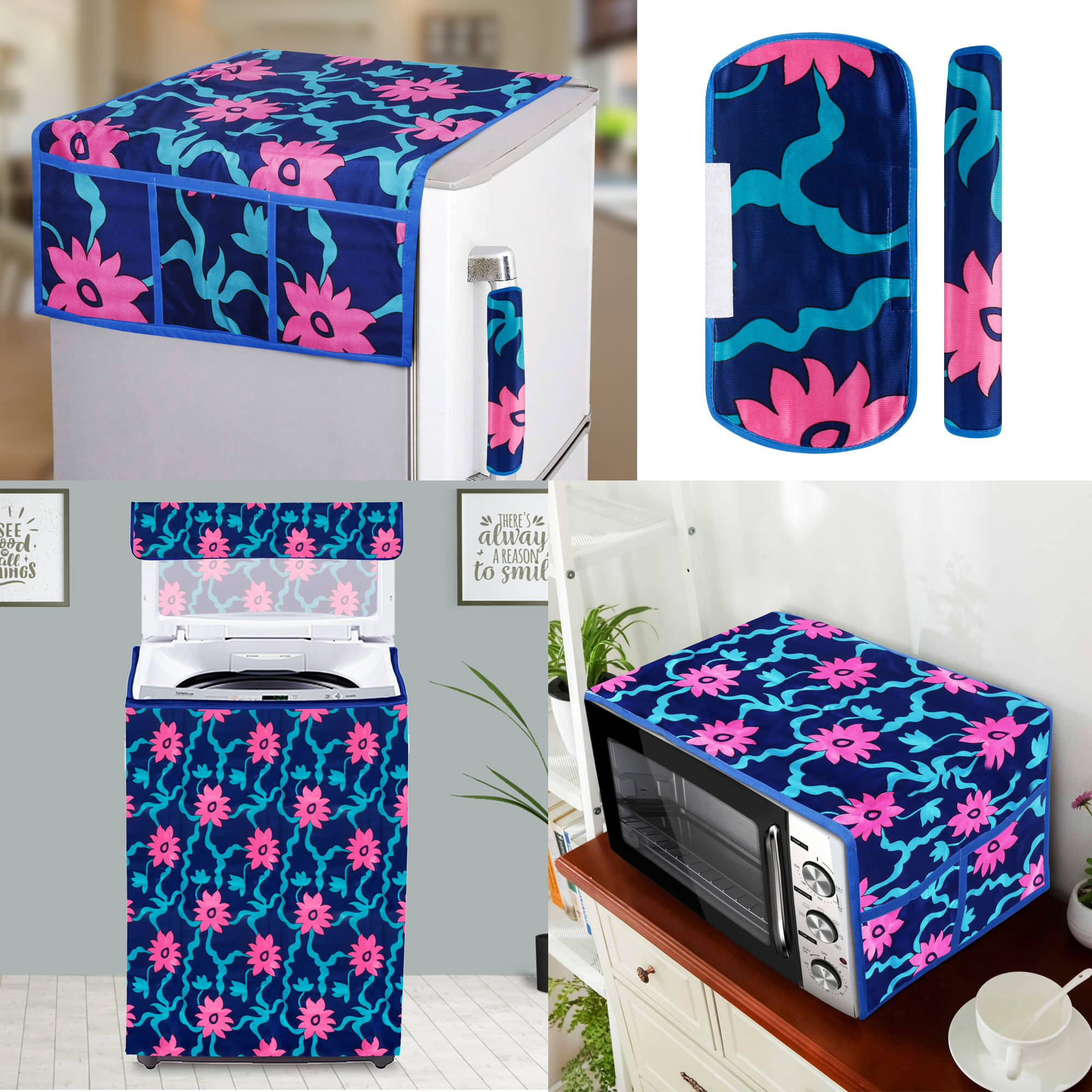 E-Retailer Set of 5 Polyester Pink Fridge Top Cover E-Retailer Set of 5 Polyester Pink Fridge Top Cover