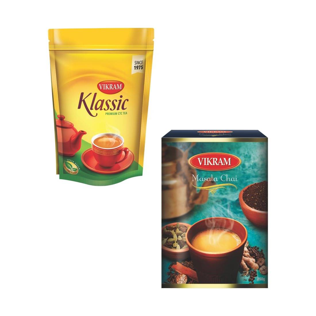 Vikram Klassic 1Kg + Masala Tea 250g Assam Tea Powder Tea 1250 gm Pack of 2 Vikram Klassic 1Kg + Masala Tea 250g Assam Tea Powder Tea 1250 gm Pack of 2