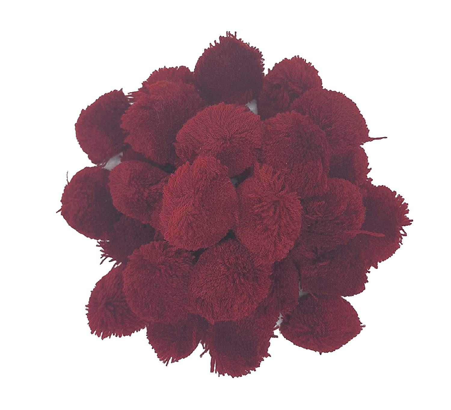     			PRANSUNITA Pom Pom Big Wool Balls 50 pcs : Color Maroon, 40 mm dai, Used for Art & Craft, Dresses, Room Decoration, Jewelry Making etc