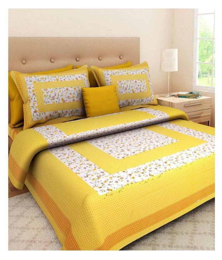 Bombay Spreads Cotton King Bedsheet ( Yellow )