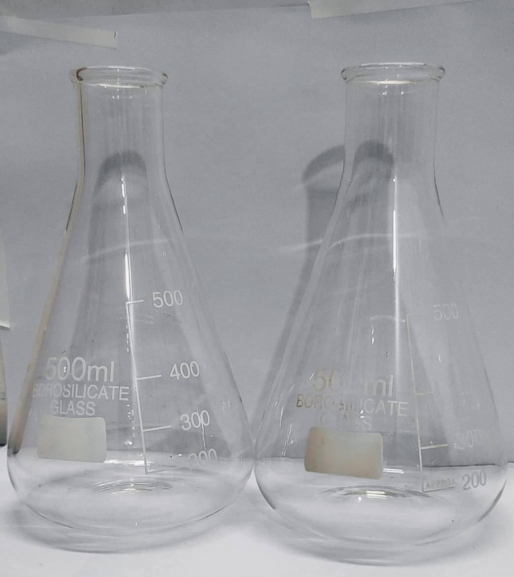     			Borosilicate Glass Narrow Mouth Conical Flask 500ml (pack of 2pcs )