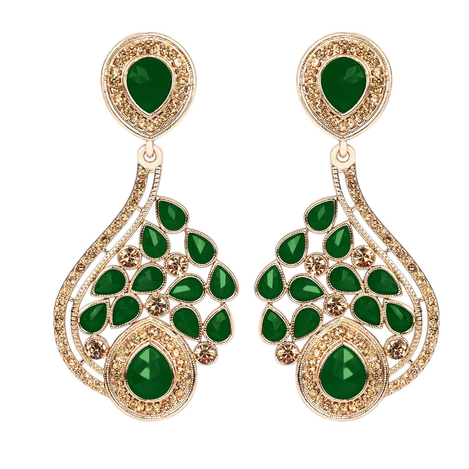Gold Plated Drop Shape LCD Diamond Studded Drop and Dangler Earrings for Women and Girls Gold Plated Drop Shape LCD Diamond Studded Drop and Dangler Earrings for Women and Girls