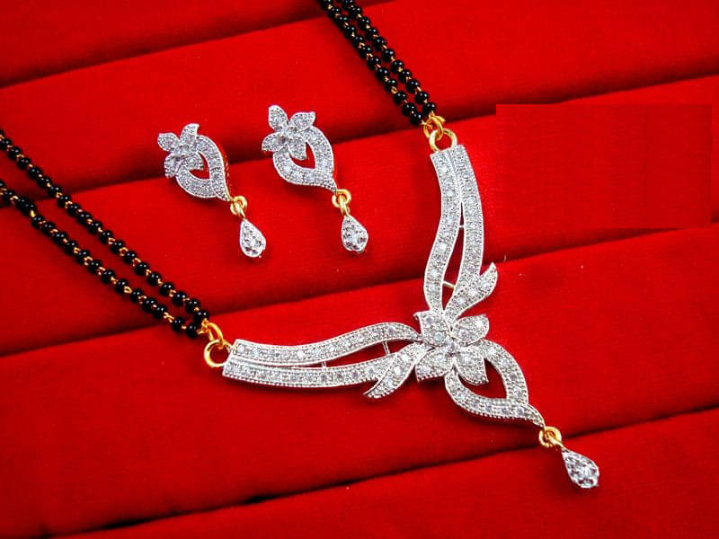 Bhagya Lakshmi Women's Pride AD Stone Mangalsutra With Earrings For Women Bhagya Lakshmi Women's Pride AD Stone Mangalsutra With Earrings For Women
