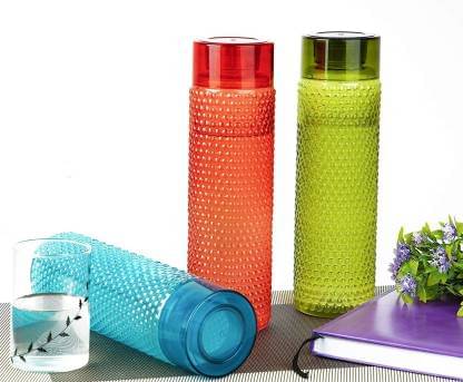 Analog Kitchenware PET Bubble Shape School/College/Office Multicolour PET Fridge Water Bottle 1000 mL ( Set of 3 ) Analog Kitchenware PET Bubble Shape School/College/Office Multicolour PET Fridge Water Bottle 1000 mL ( Set of 3 )