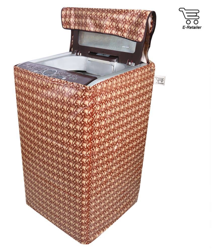 E-Retailer Single PVC Brown Washing Machine Cover for Universal 7 kg Top Load