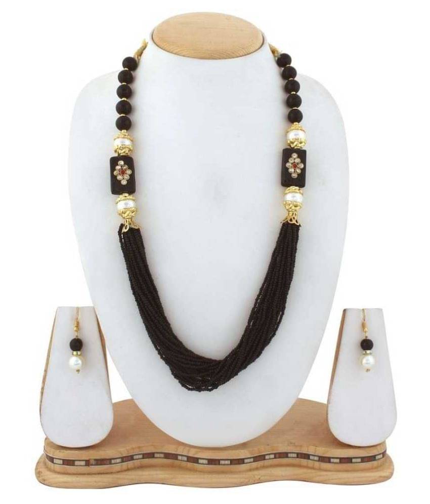     			Jewar Mandi Brass Brown Collar Contemporary/Fashion Gold Plated Necklaces Set