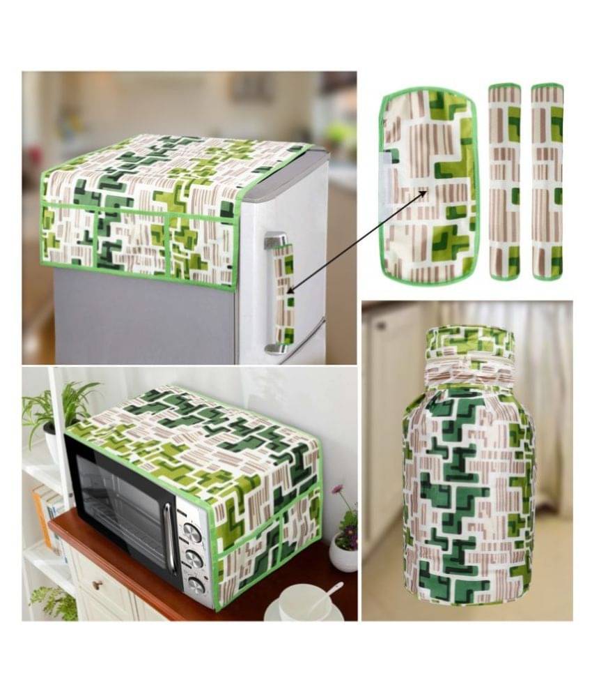E-Retailer Set of 6 Polyester Green Fridge Top Cover E-Retailer Set of 6 Polyester Green Fridge Top Cover
