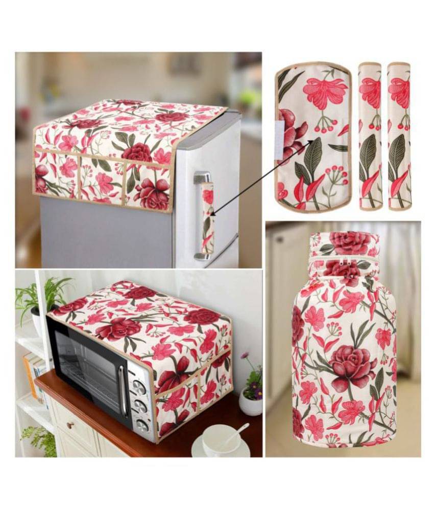 E-Retailer Set of 6 Polyester Red Fridge Top Cover E-Retailer Set of 6 Polyester Red Fridge Top Cover