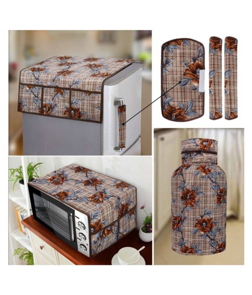 E-Retailer Set of 6 Polyester Brown Fridge Top Cover     			E-Retailer Set of 6 Polyester Brown Fridge Top Cover