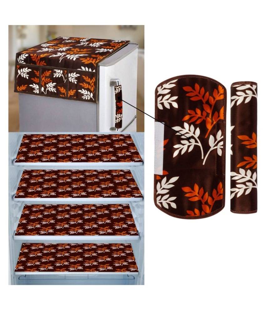 E-Retailer Set of 7 PVC Brown Fridge Top Cover E-Retailer Set of 7 PVC Brown Fridge Top Cover