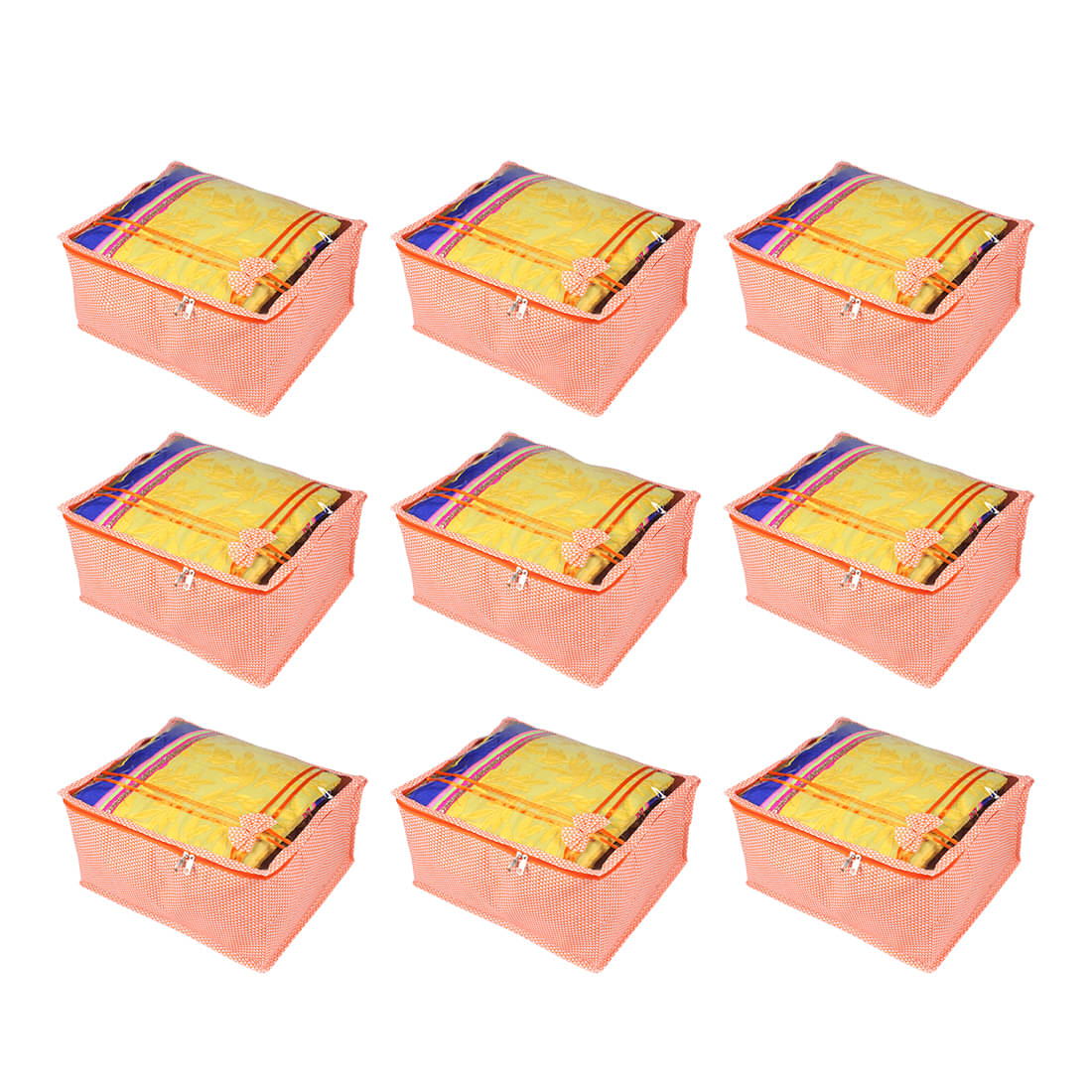     			PrettyKrafts Presents  Saree Cover Storage Bags for Clothes Combo Offer Saree Organizer for Wardrobe/Organizers for Clothes/Organizers for Wardrobe with Bow,(Set of 9), Pink
