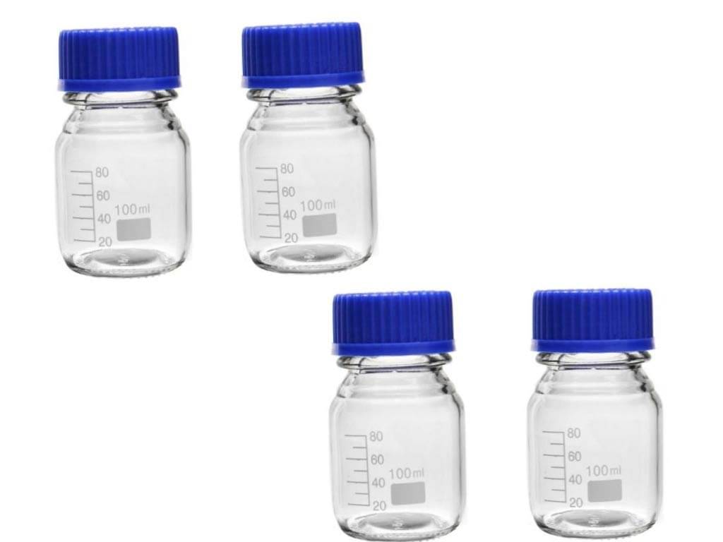     			QUALIGENS Glass Reagent Bottle With Screw Cap 100ml  pack of 4pcs