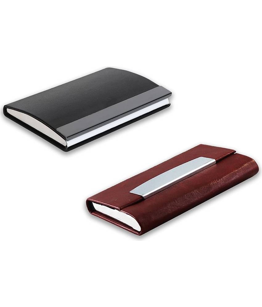 auteur A15-27 Multicolor Artificial Leather Professional Looking Visiting Card Holders for Men and Women Set of 2 (upto 15 Cards Capacity)