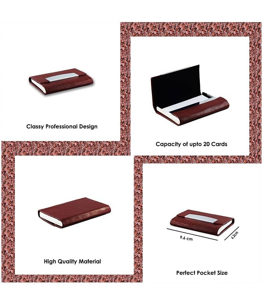 auteur A15-27 Multicolor Artificial Leather Professional Looking Visiting Card Holders for Men and Women Set of 2 (upto 15 Cards Capacity)