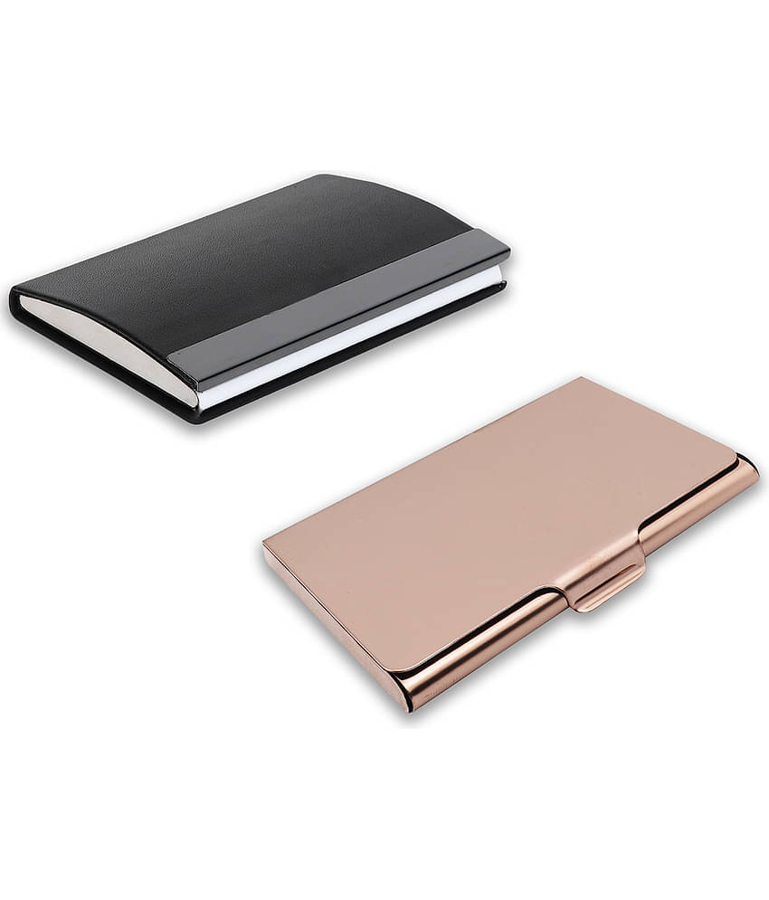 auteur A15-44 Multicolor Artificial Leather Professional Looking Visiting Card Holders for Men and Women Set of 2 (upto 15 Cards Capacity)