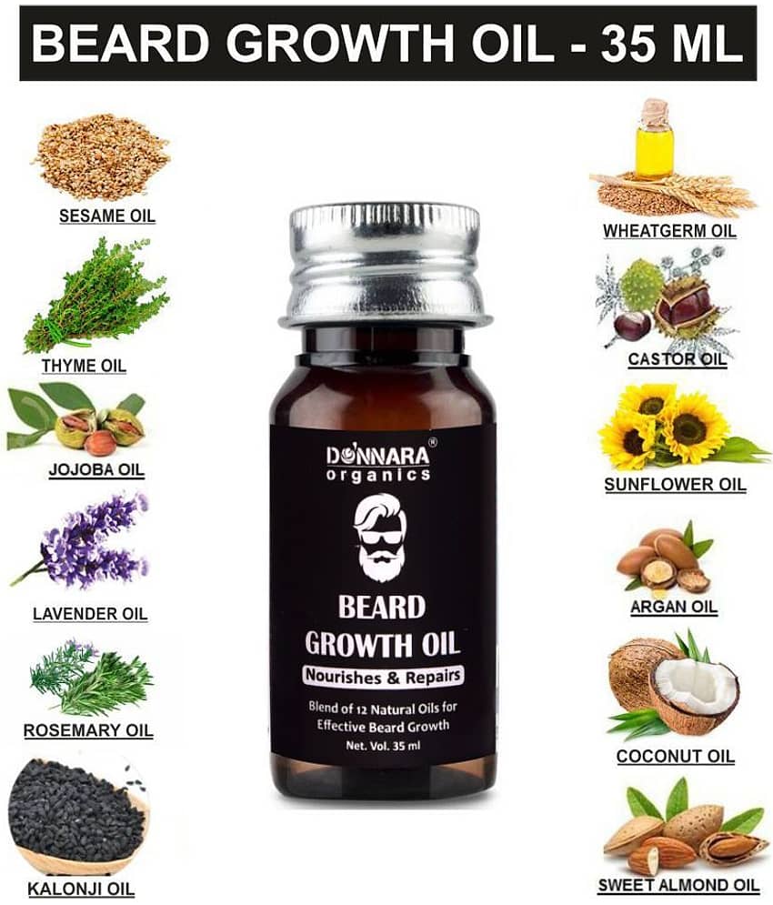 Donnara Organics - 35mL Growth Increasing Beard Oil (Pack of 1) - Beard Care and Tools | Buy online on ZillyBuy
